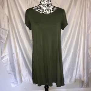 green casual t-shirt dress